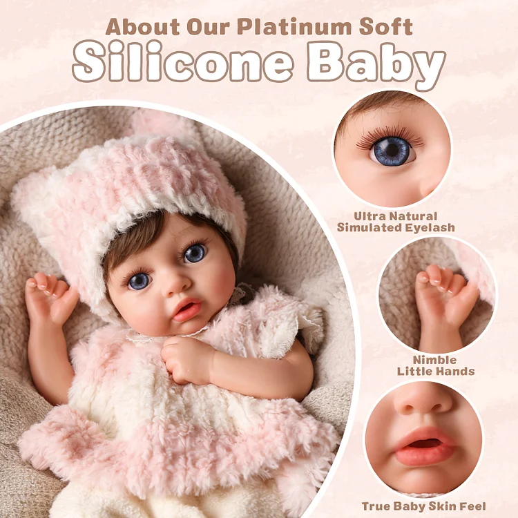 Babeside Dolly 12"/16" Realistic Silicone Quiet Baby Little Infant Girl Retaining Pacifier - Image 13