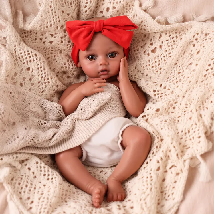 Babeside Phoebe 16" Realistic Silicone Quiet Baby African American Newborn Girl Companion Through Moments - Image 7