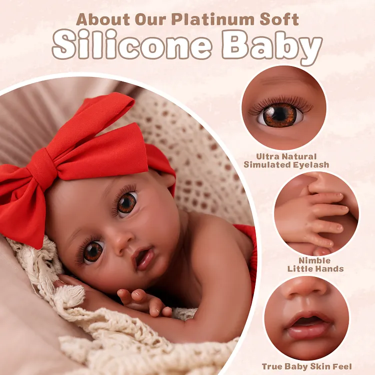 Babeside Phoebe 16" Realistic Silicone Quiet Baby African American Newborn Girl Companion Through Moments - Image 8