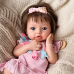 Babeside Dolly 12"/16" Realistic Silicone Quiet Baby Little Infant Girl Retaining Pacifier