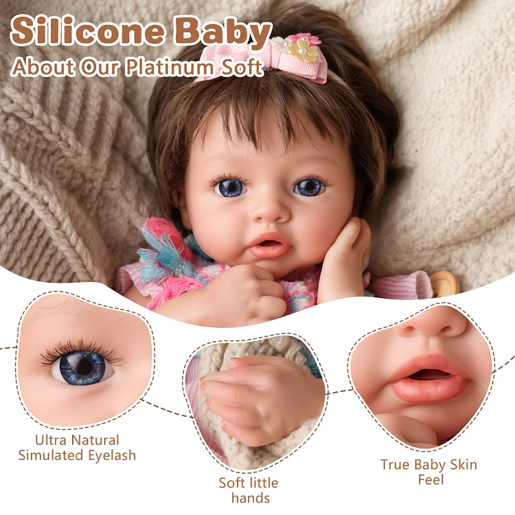 Babeside Dolly 12"/16" Realistic Silicone Quiet Baby Little Infant Girl Retaining Pacifier - Image 3